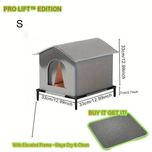 Outdoor Cat House With Stand Insulated Shelter Rainproof Winter Shelter