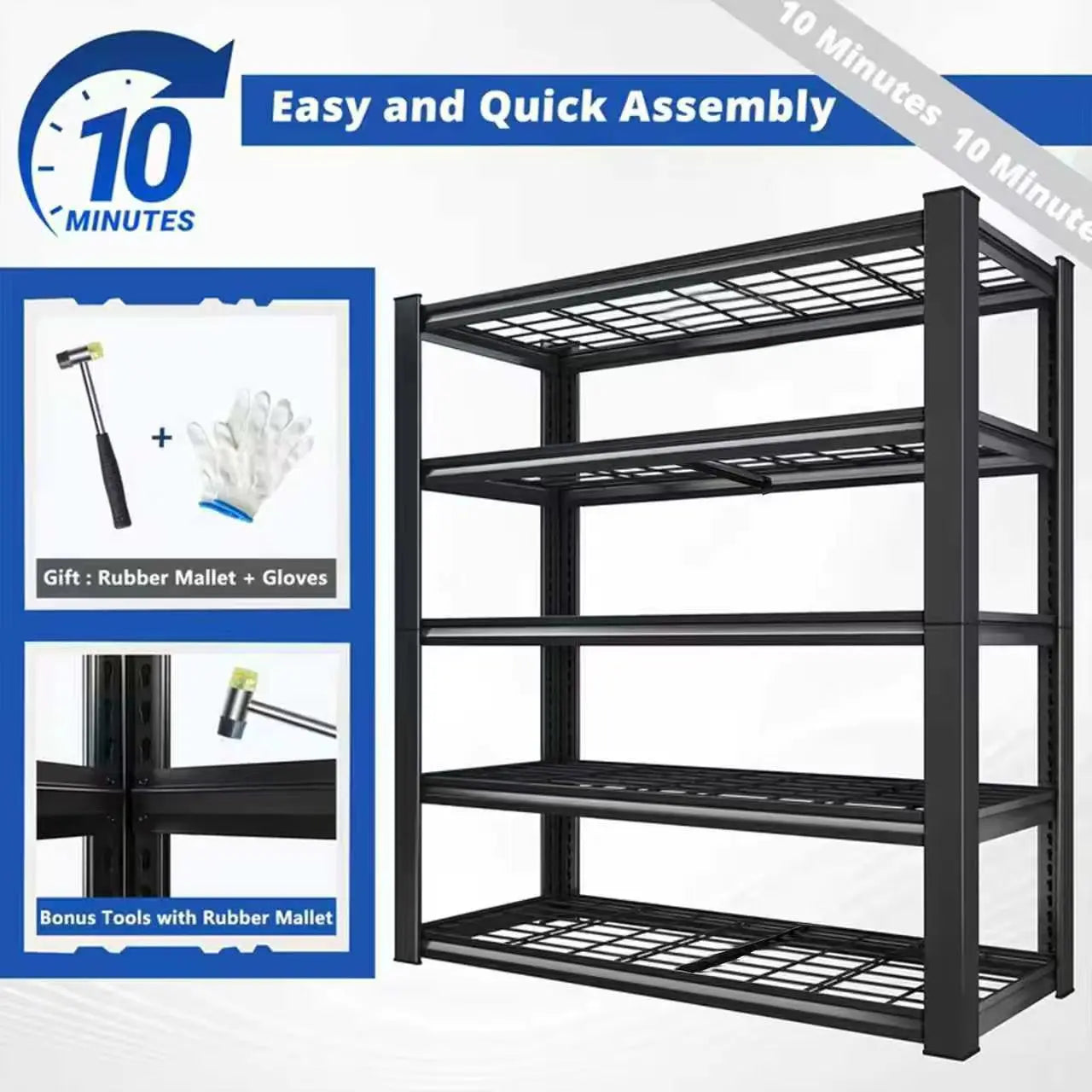 Adjustable Metal Double Layer Column Shelving Unit