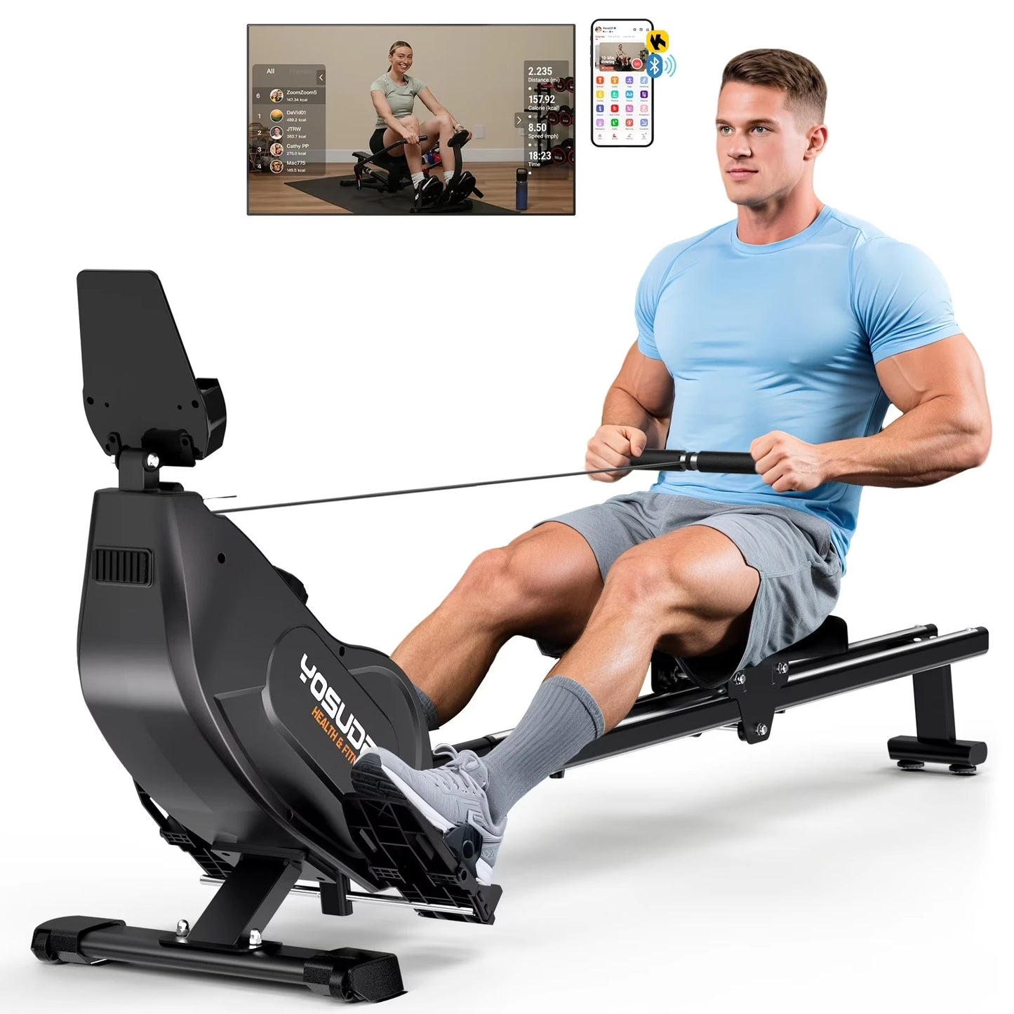 YOSUDA Magnetic Rowing Machine with Foldable Design