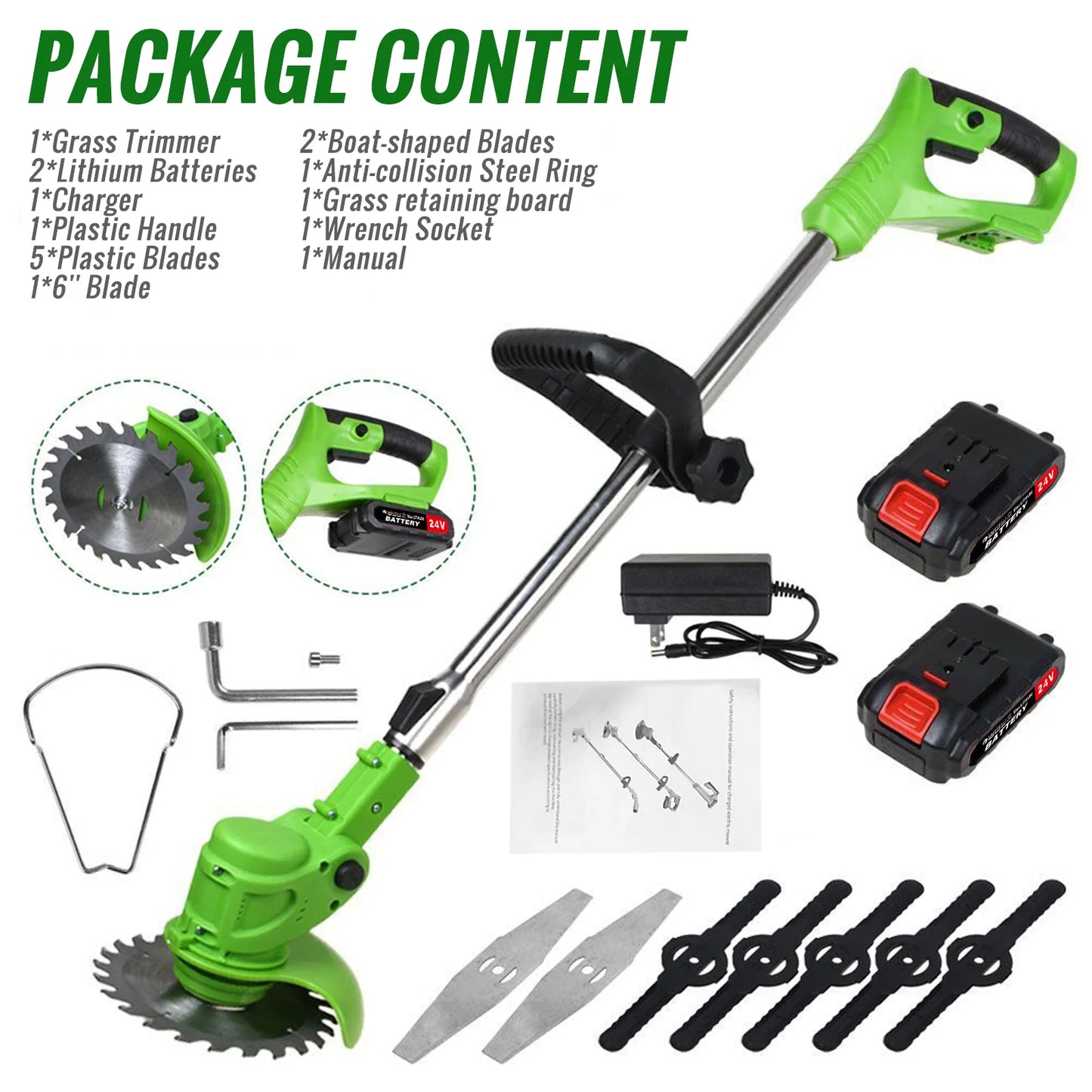 Electric Weed Trimmer 2 In 1 Cordless String Grass Cutter