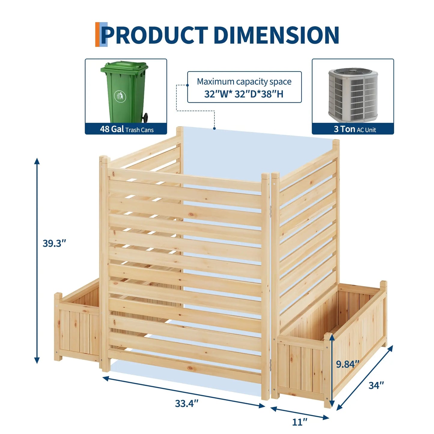 HiMISS Trellis Planter With Wooden Raised Bed Outdoor Privacy Fence