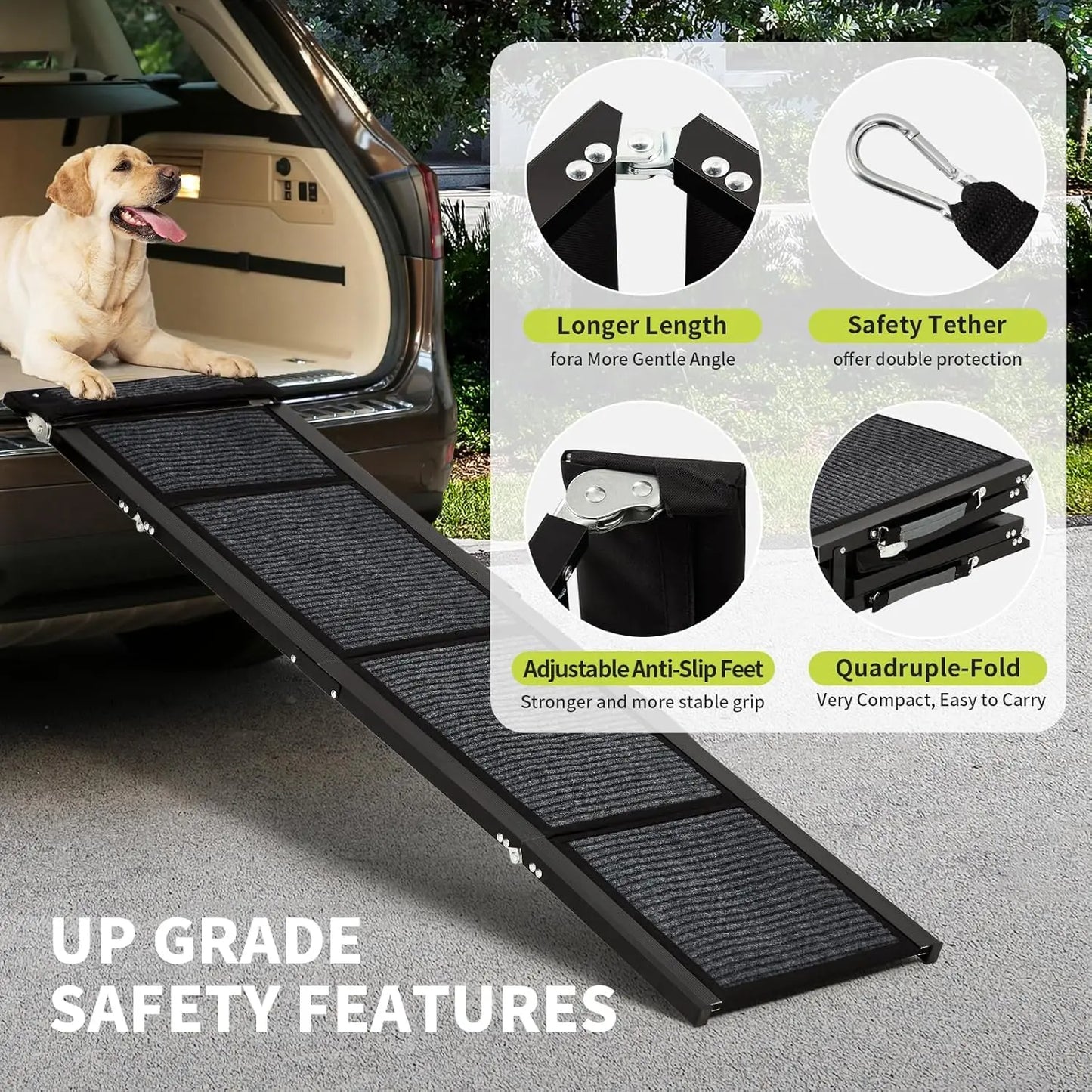 HiMISS Upgraded Foldable Car Ramp For Dogs With Non-Slip Surface