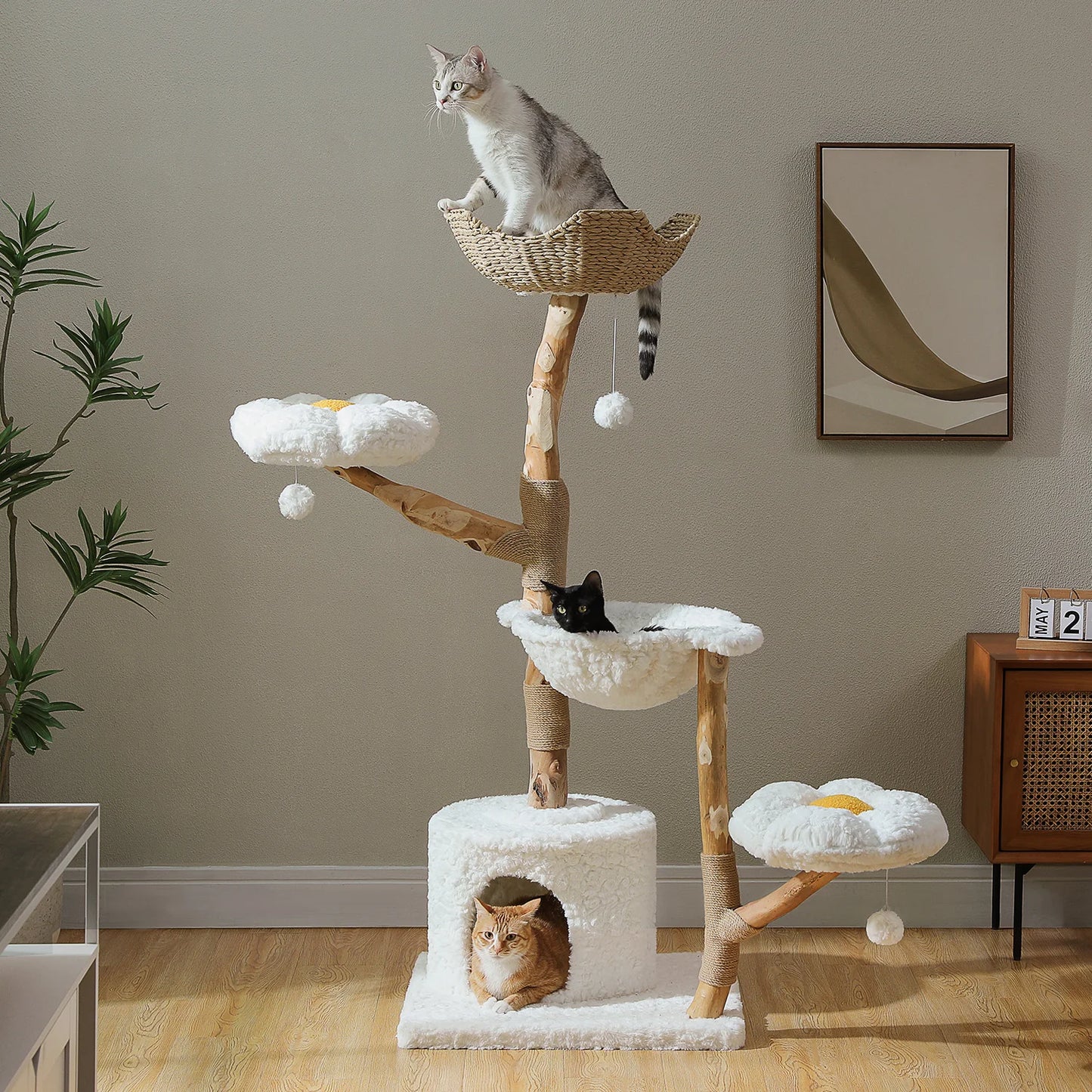 PAWZ Road Cat Tree Tower With Sisal Scratching Post Basket