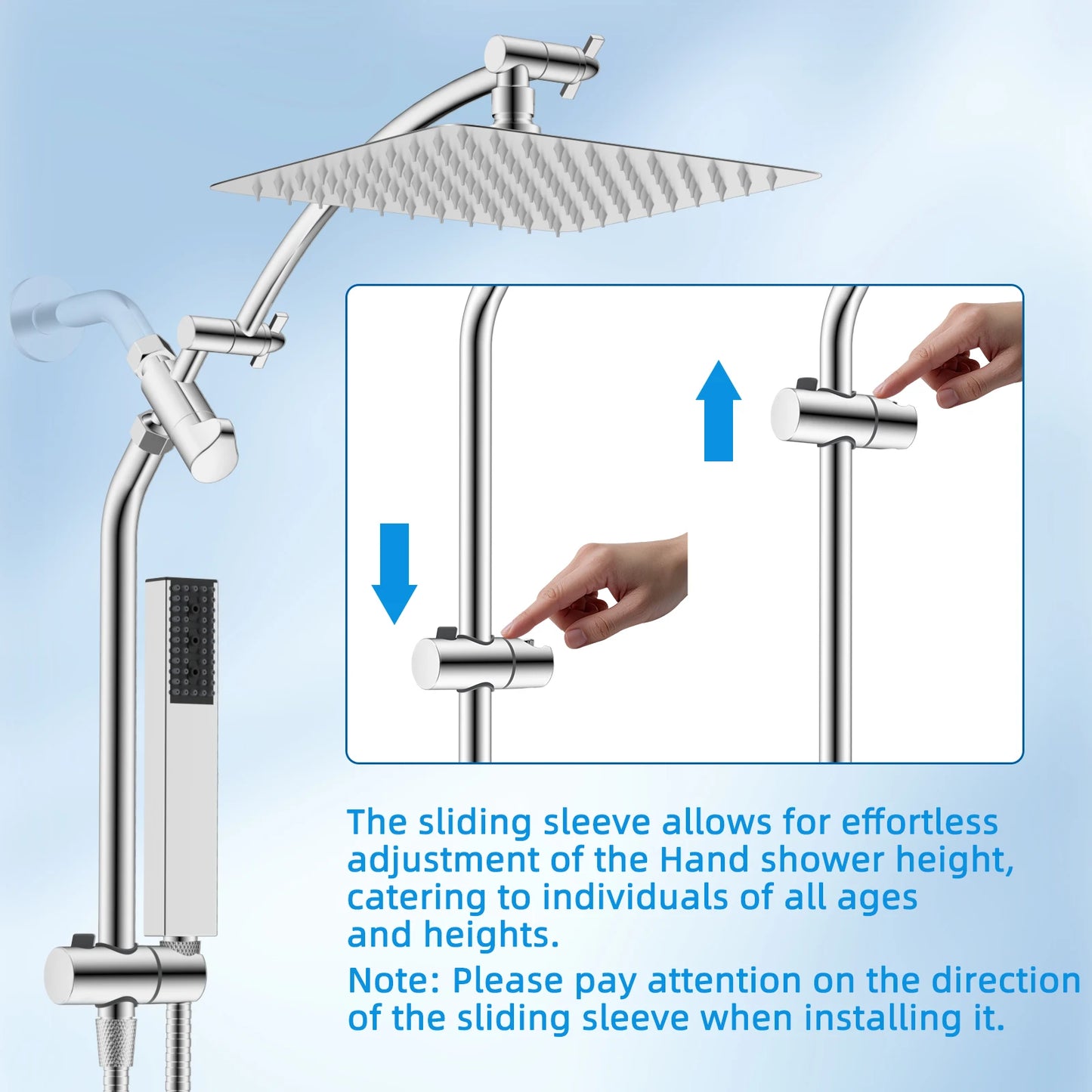 Hibbent Dual Shower Head Combo With Adjustable Slide Bar