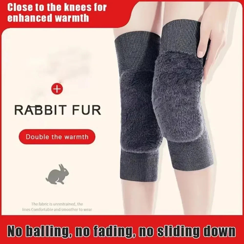 Rabbit Fur Knee Pads for Winter Knee Support