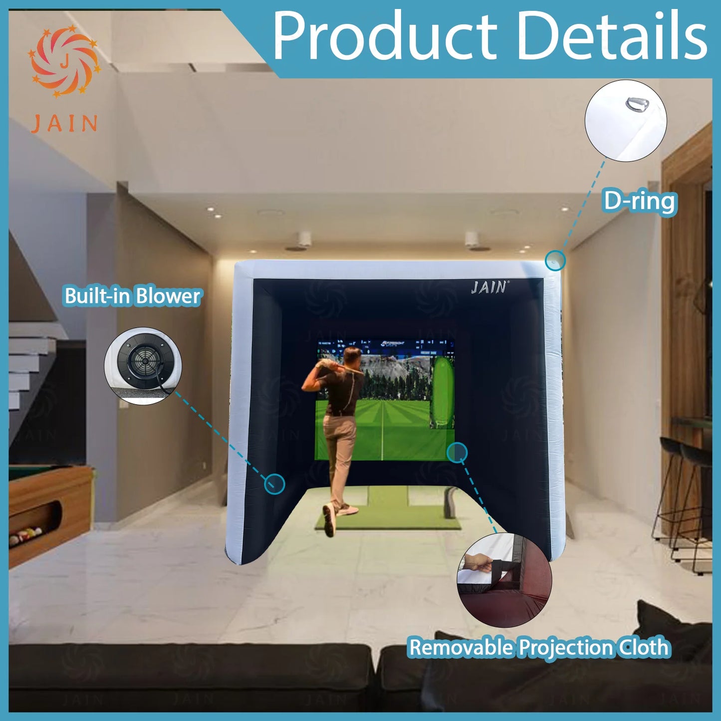 Inflatable Indoor Golf Tent Simulator For Practice Swing