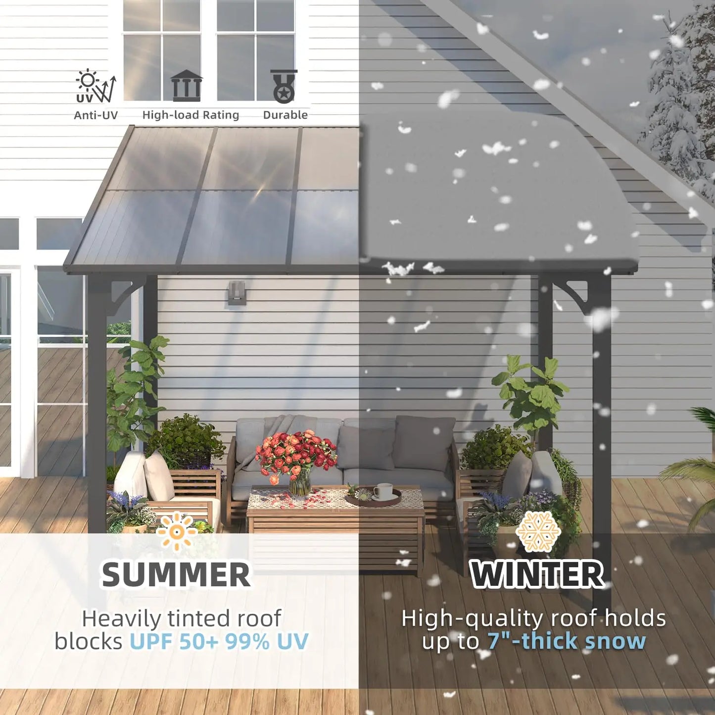 Wall Mounted Gazebo Pergola For Outdoor Patio Deck