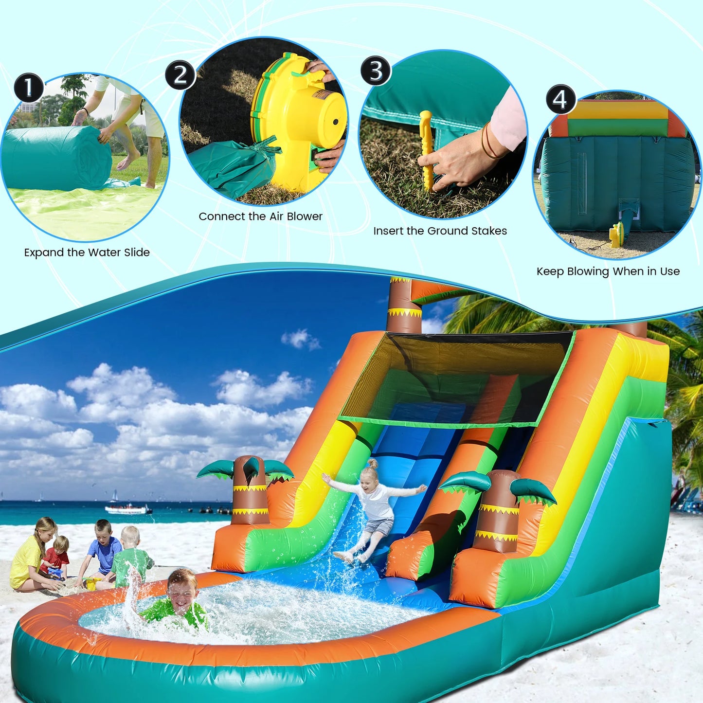 King Inflatable Kids Water Slide With Commercial Bounce House