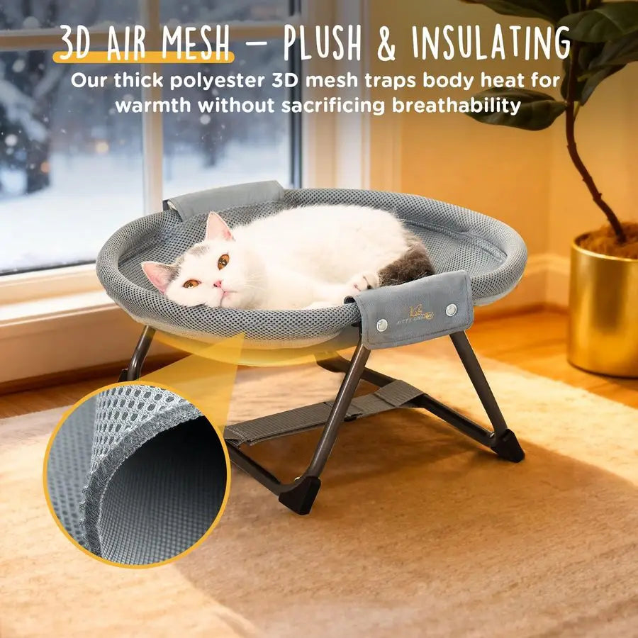 XMSJ Elevated Cat Hammock Bed With Breathable Mesh Indoors Outdoors