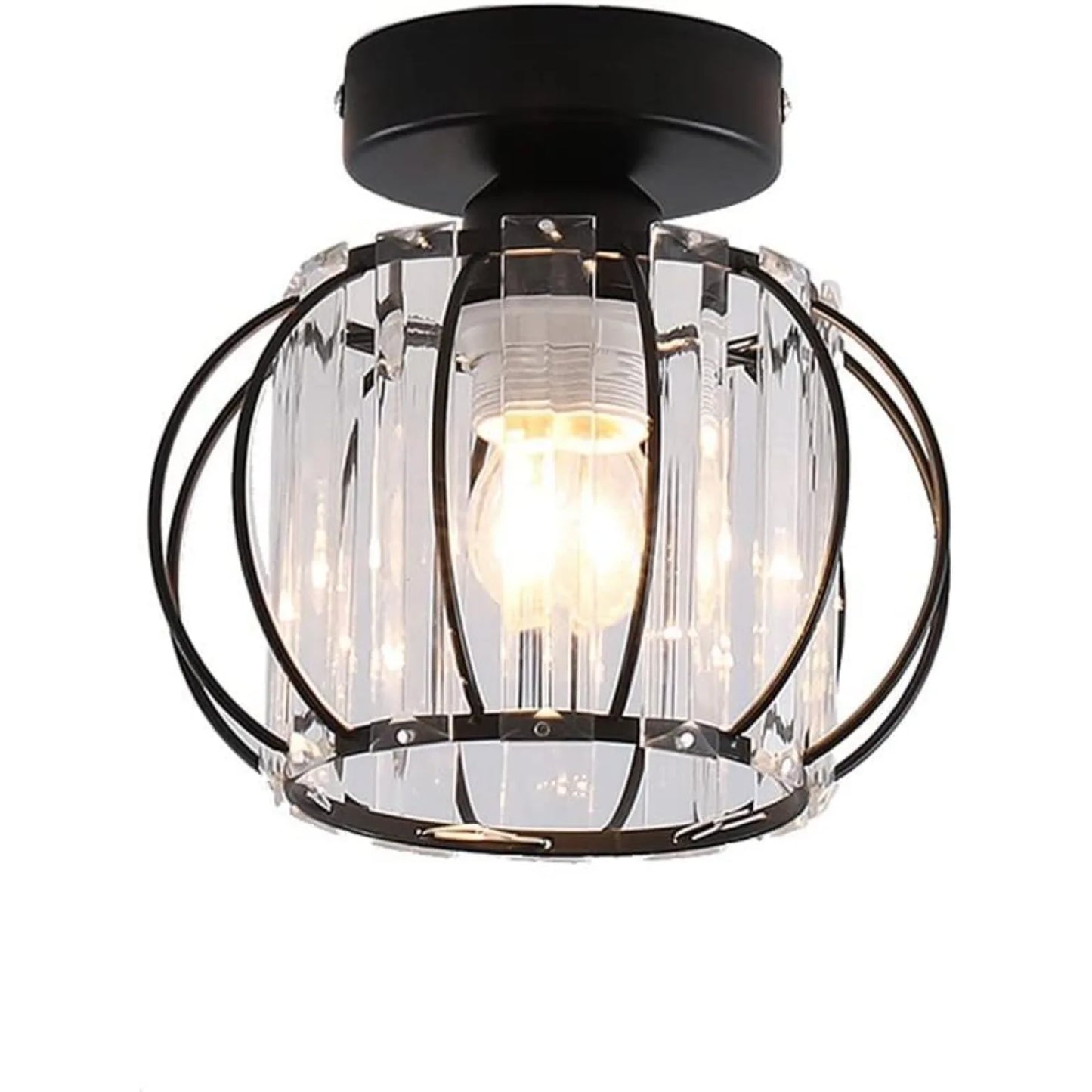 Modern Semi Flush Mount Ceiling Light Fixture, Small Crystal Chandelier Indoor Lighting for Bathroom Hallway Cafe Bar Porch Hall