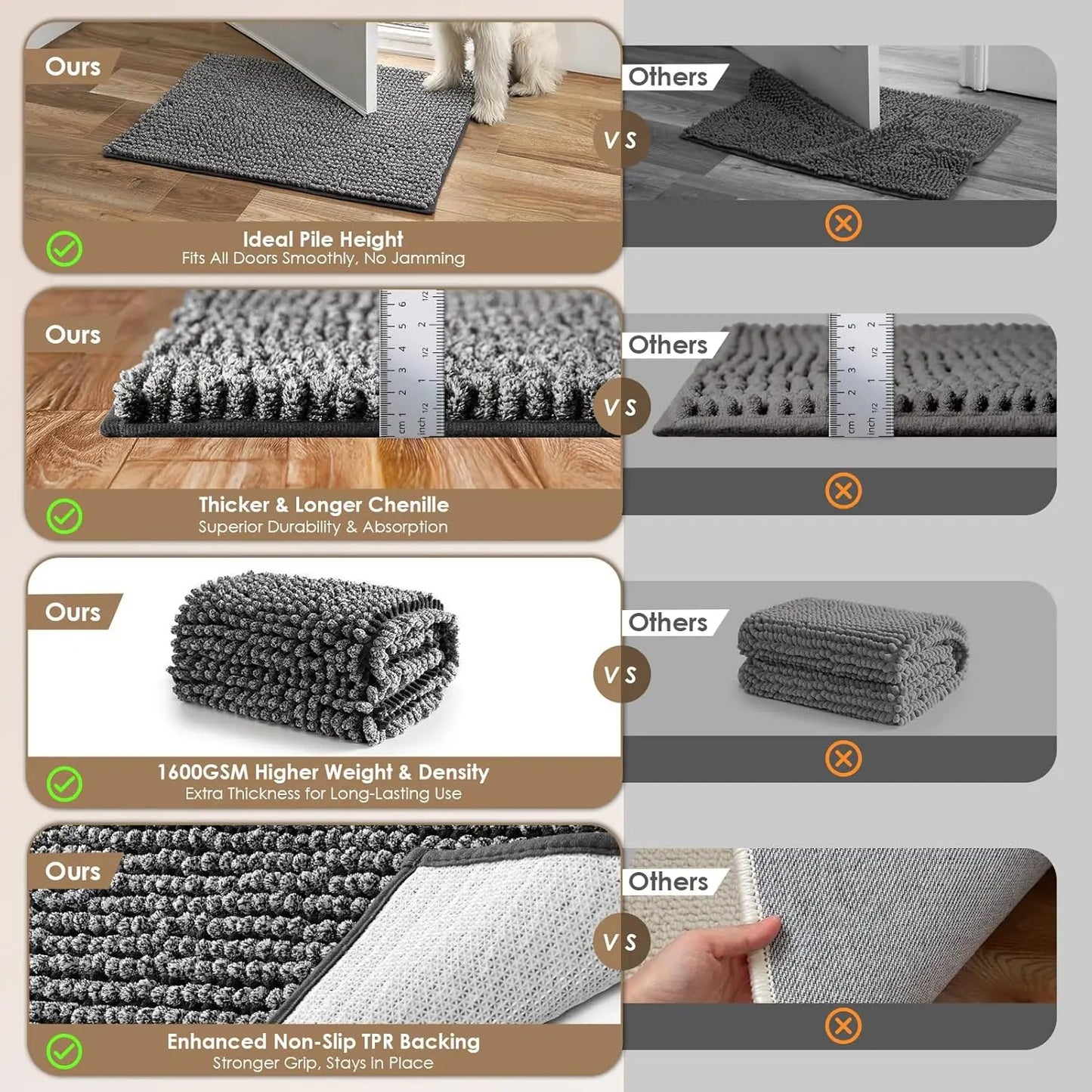 Super Absorbent Dog Door Mat Non Slip Indoor Outdoor Washable