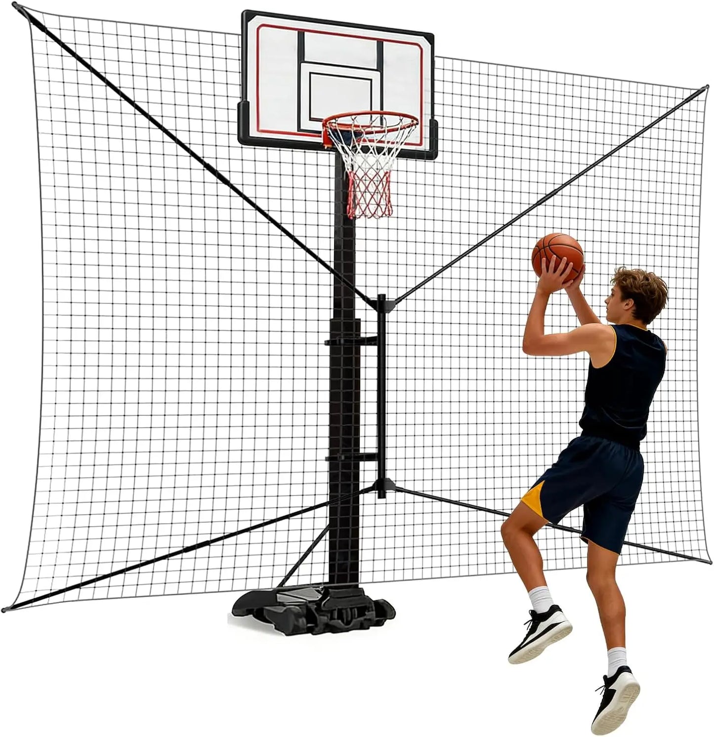 Heavy-Duty Steel Basketball Rebounder Net Backstop For Court And Yard