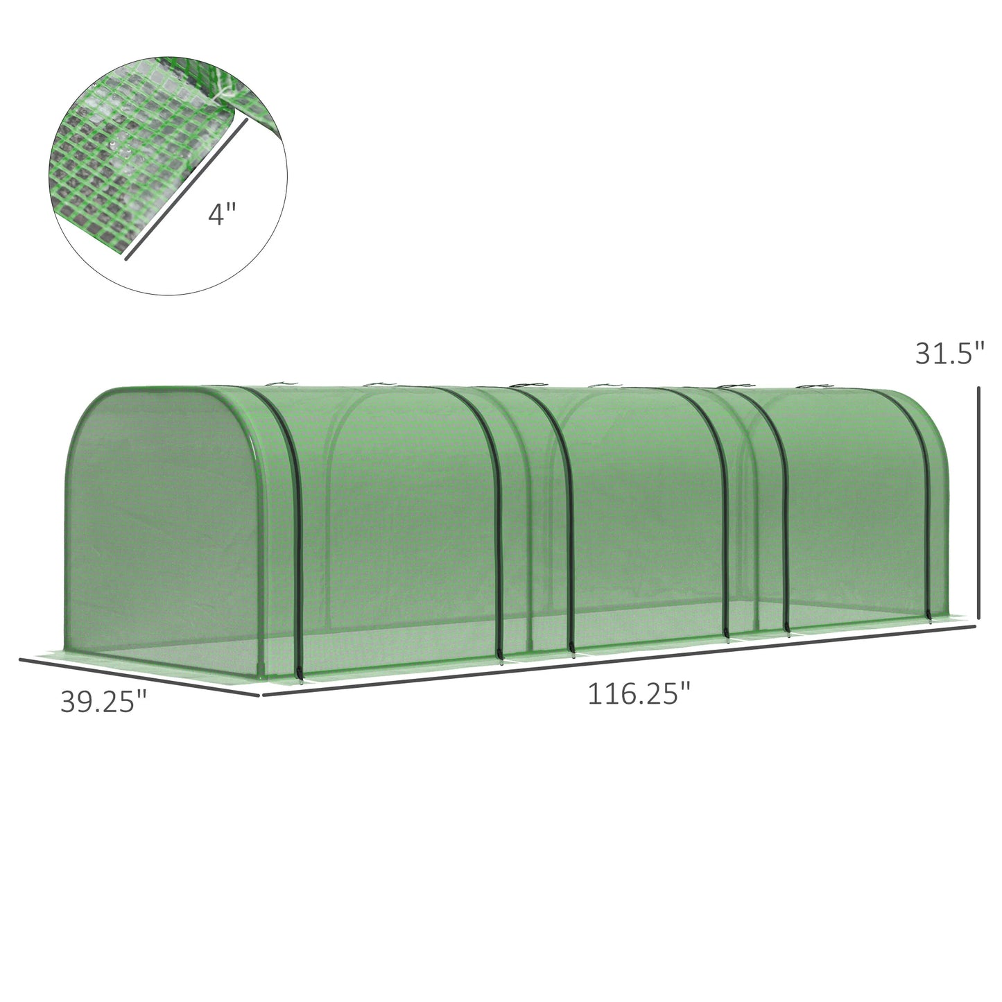 Outsunny Tunnel Greenhouse Grow House With Roll Up Doors