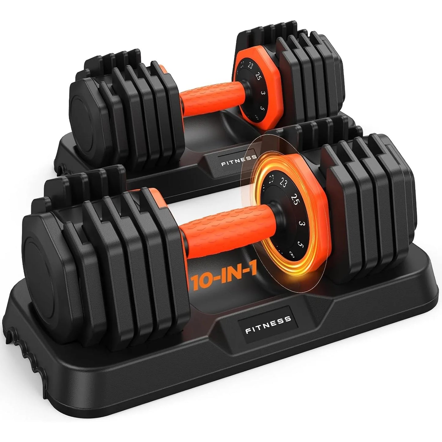 FED Fitness Adjustable Dumbbell Set With Storage Box And Non Slip Grip