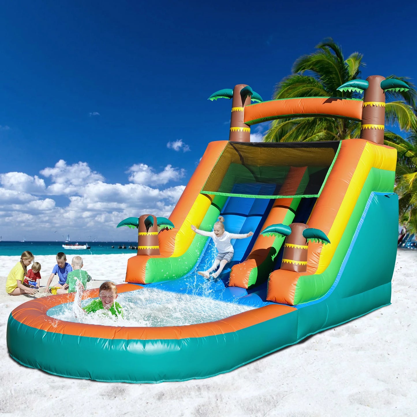 King Inflatable Kids Water Slide With Commercial Bounce House