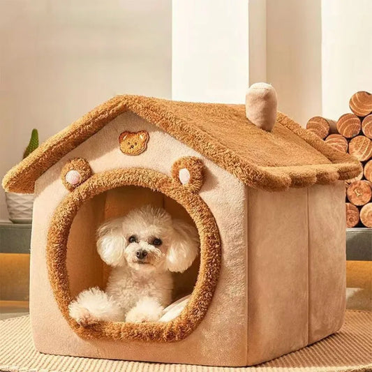 Cat Bed Cave Foldable Dog House Kennel Bed Mat for Small Medium Dogs Cats Winter Warm Chihuahua Cats Den Pet Products Basket Pu