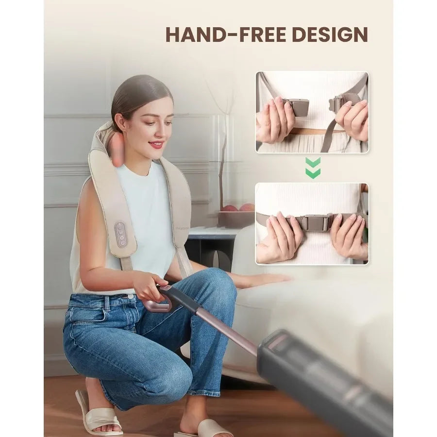 Cordless Neck Massager With Heat 4D Kneading Shiatsu
