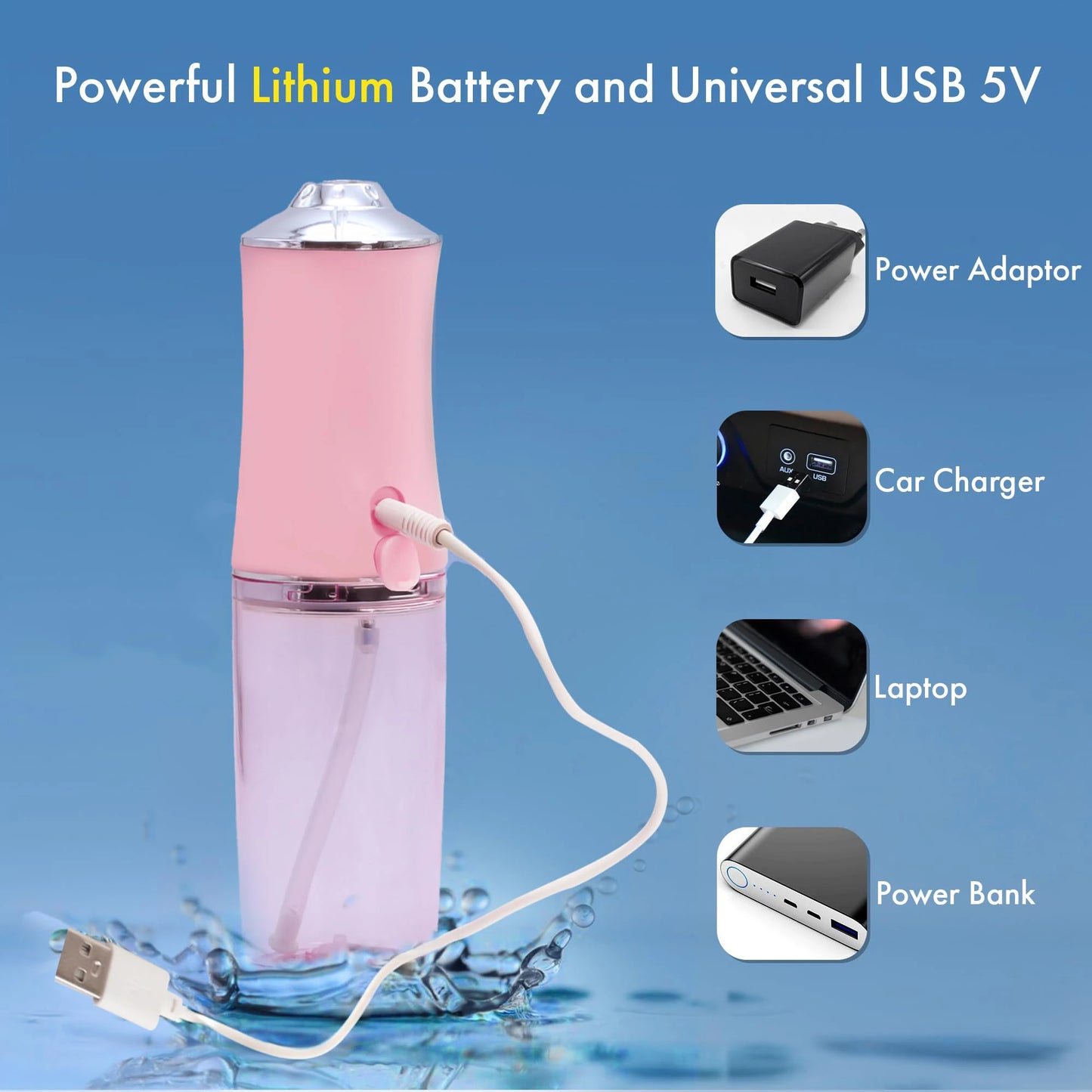 Portable Oral Irrigator Water Flosser USB Rechargeable Four Jet Tips