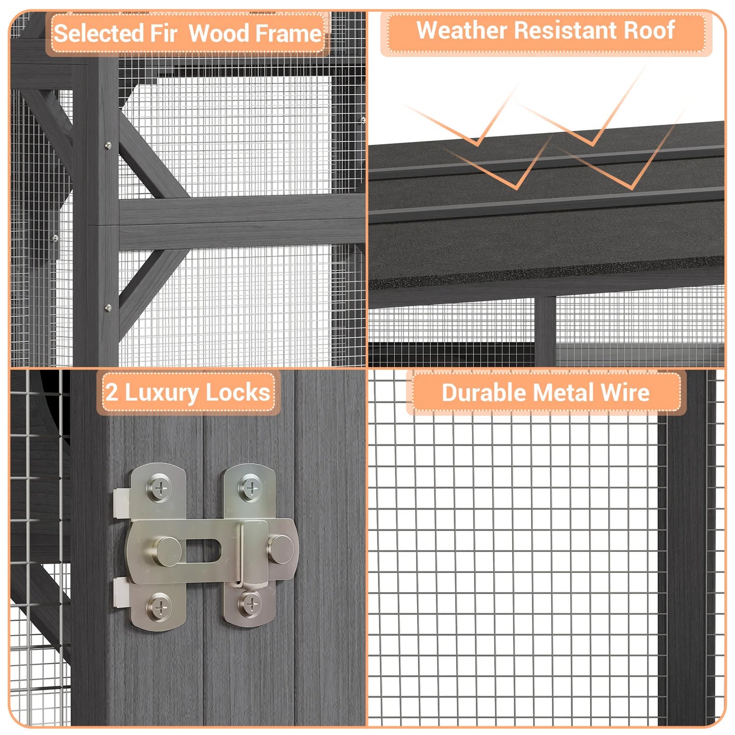 HiMISS Extra Large Outdoor Wooden Catio Walk In Enclosure