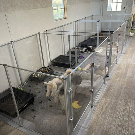 BORWART Transparent Acrylic Dog Playpen Whelping Pen With Waterproof Pad