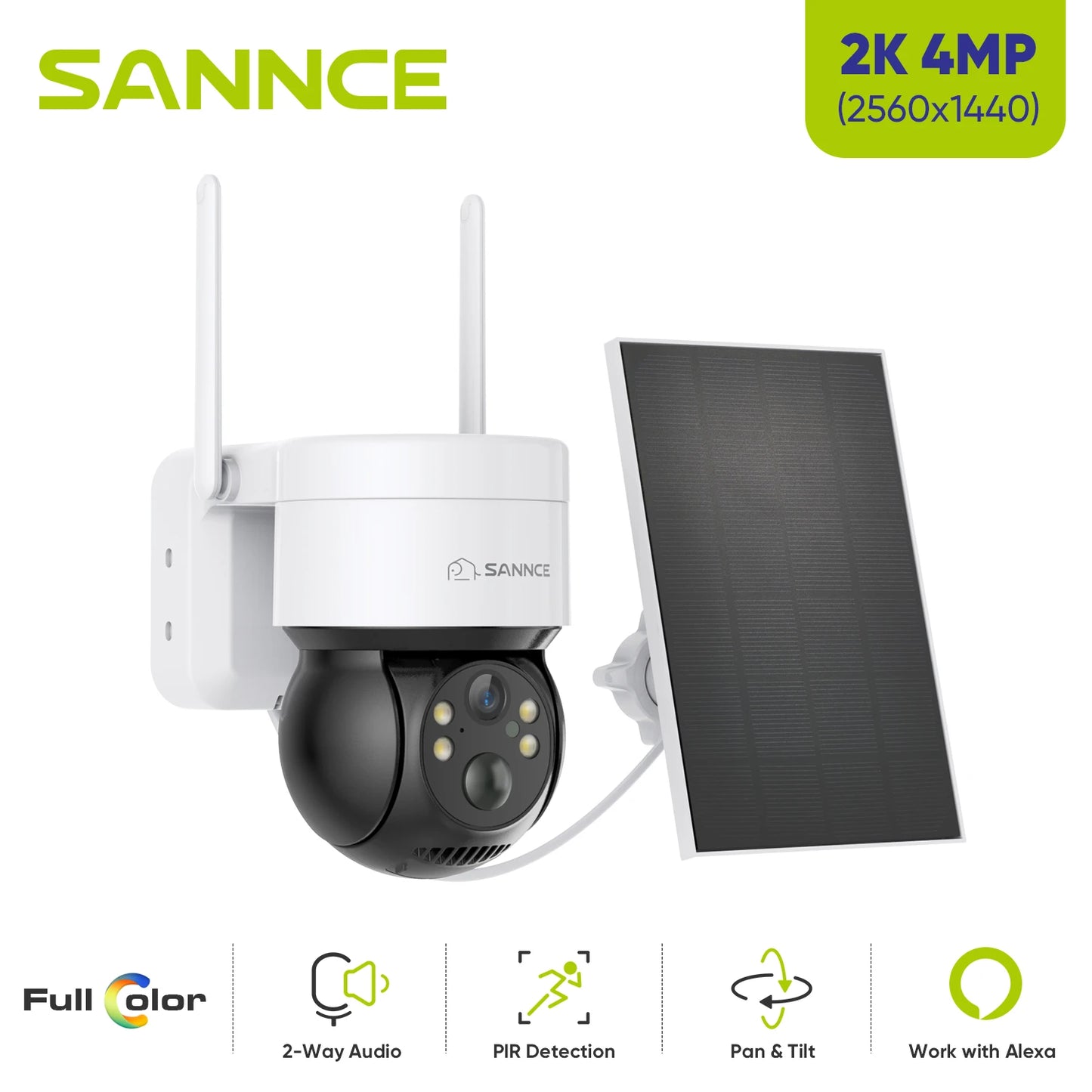 SANNCE 4MP Solar Powered Camera With Two-Way Audio and WiFi