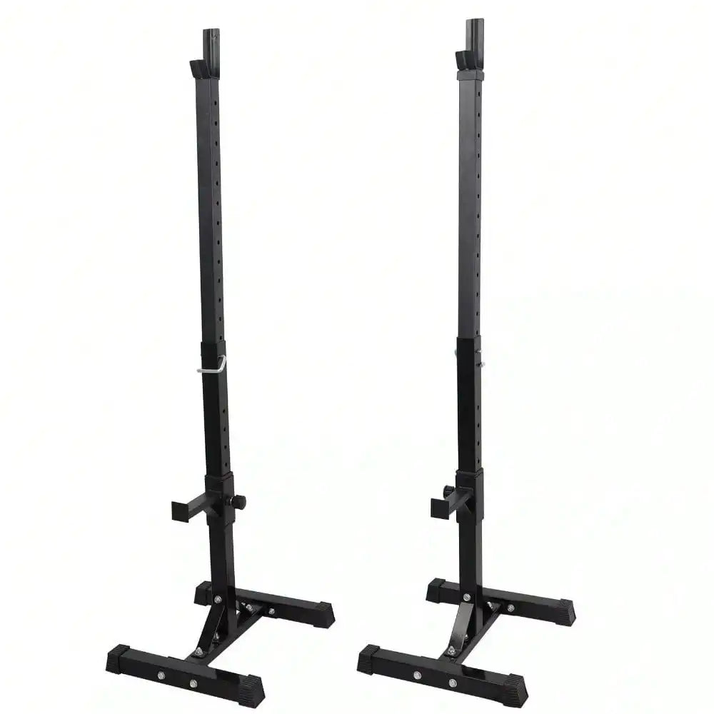 Adjustable Squat Stands For Barbell Steel Rack Pair