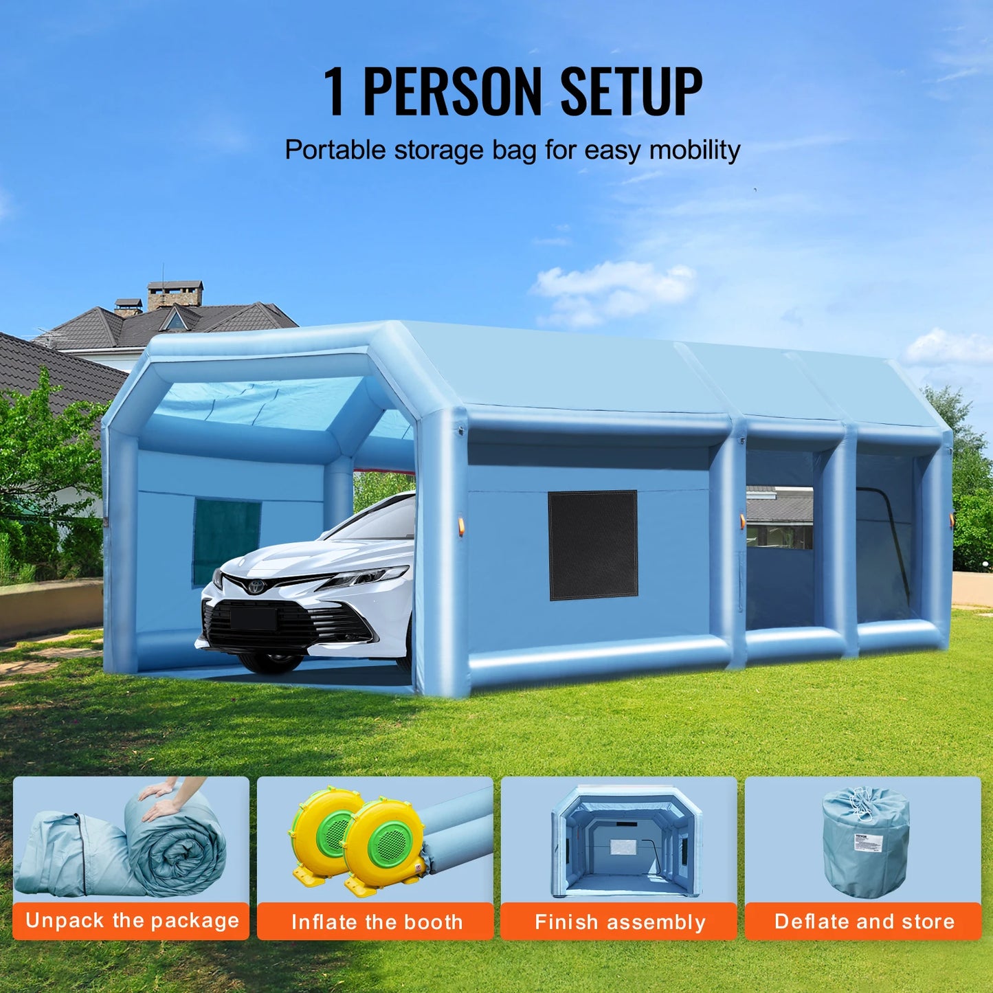 SucceBuy Inflatable Paint Booth With Powerful Blowers And Filter
