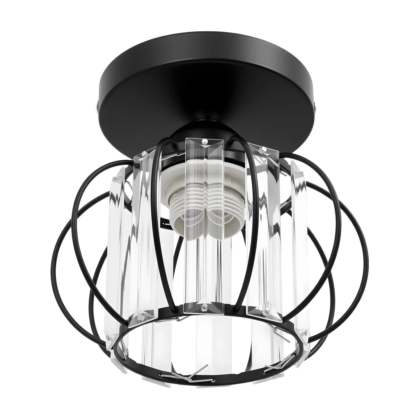 Modern Semi Flush Mount Ceiling Light Fixture, Small Crystal Chandelier Indoor Lighting for Bathroom Hallway Cafe Bar Porch Hall