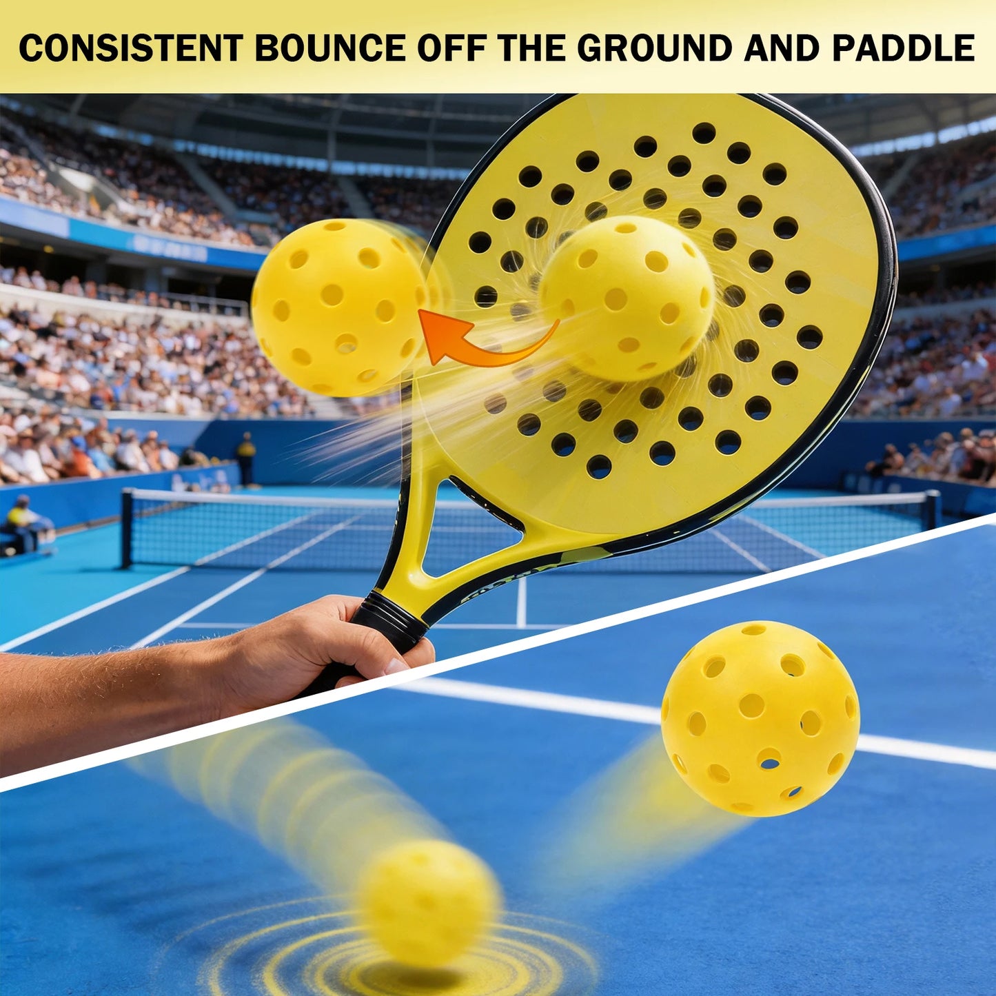KOOMADE Pickleball Balls 40-Hole Durable Training And Practice Pack