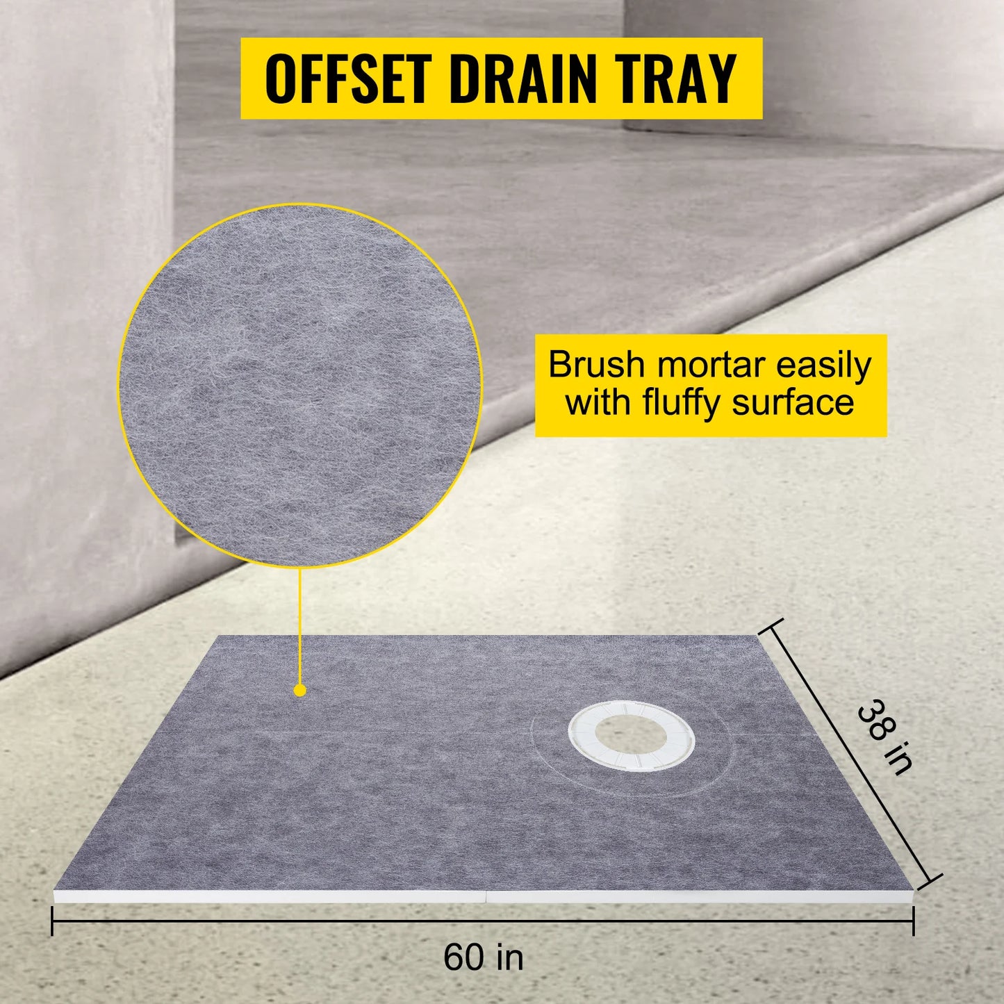 Waterproofing Shower Kit With Stainless Steel Grate And Offset Drain
