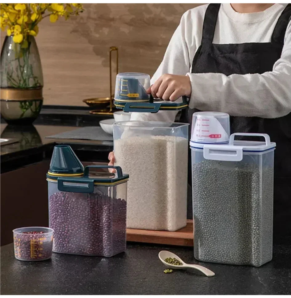 Pet Food Storage Pail With Measuring Cup Moisture Proof Jar