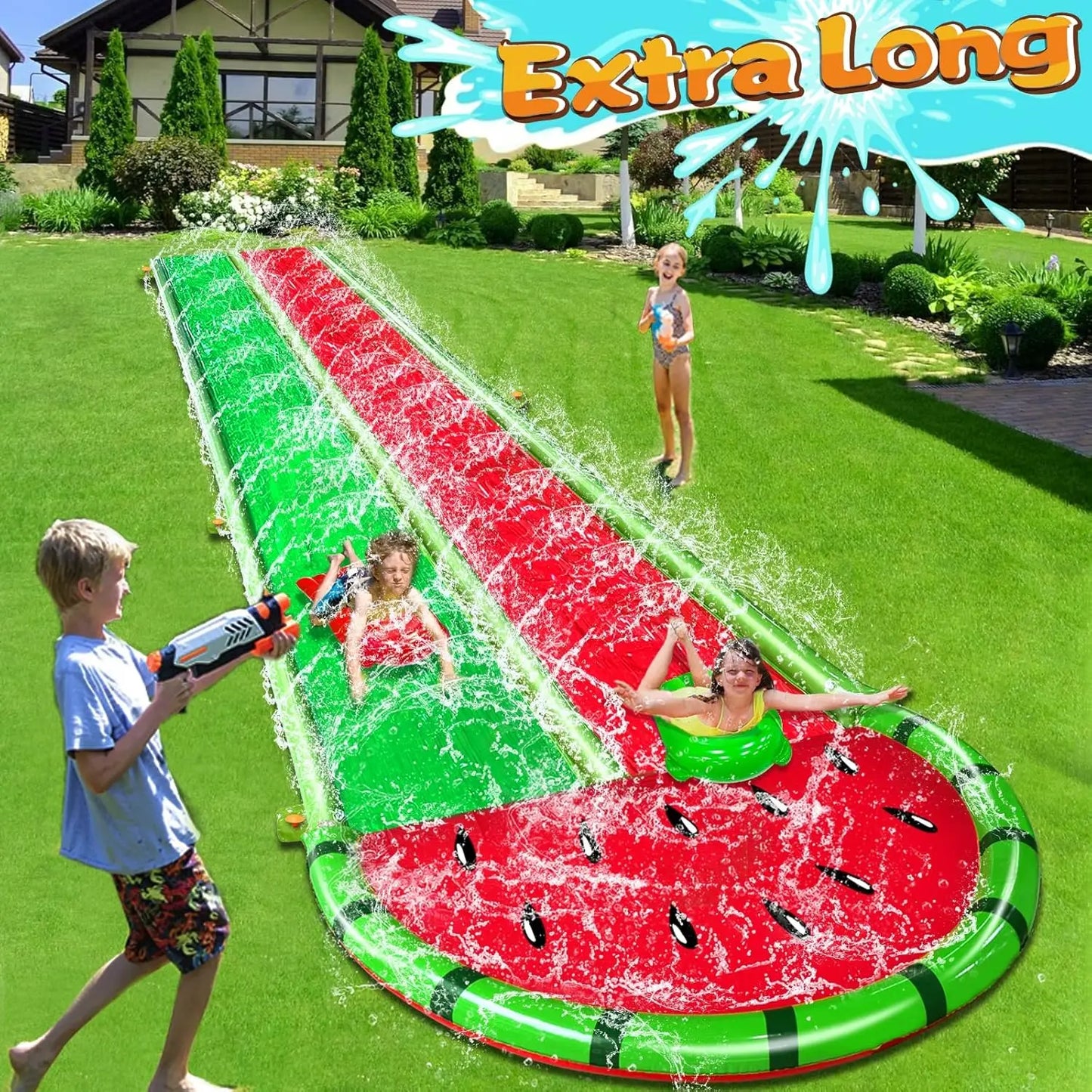 Watermelon Lawn Water Slide With Bodyboards For Kids And Adults