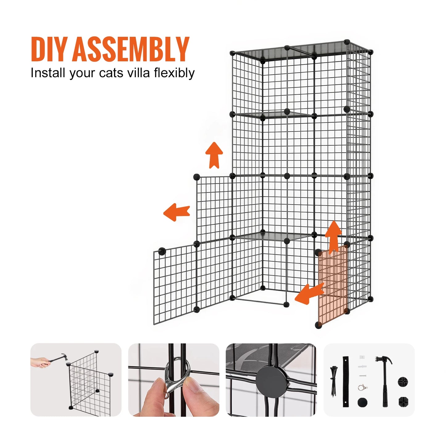 SucceBuy Cat Cage Detachable Metal Wire Enclosure With Front Doors