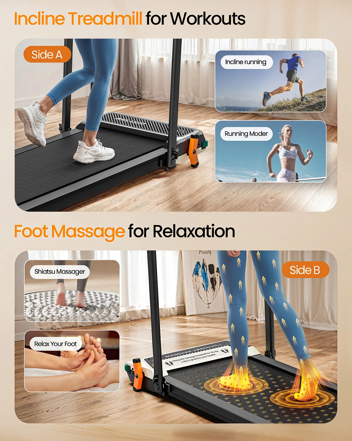 AKLUER Walking Pad Treadmill For Home 2.5HP LCD Display