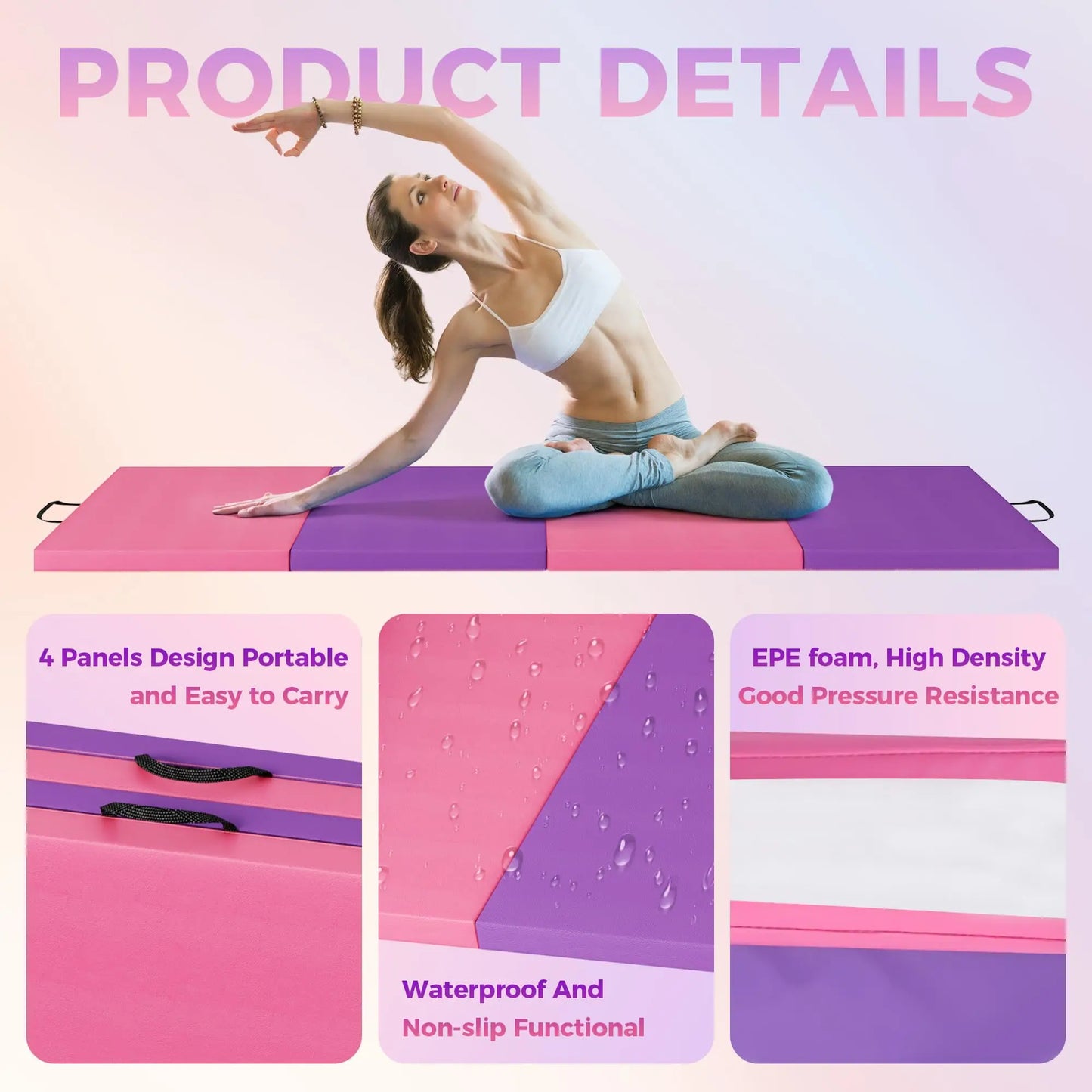 HiMISS Gymnastics Mats Premium EPE Foam Tumbling Pad Home Gym