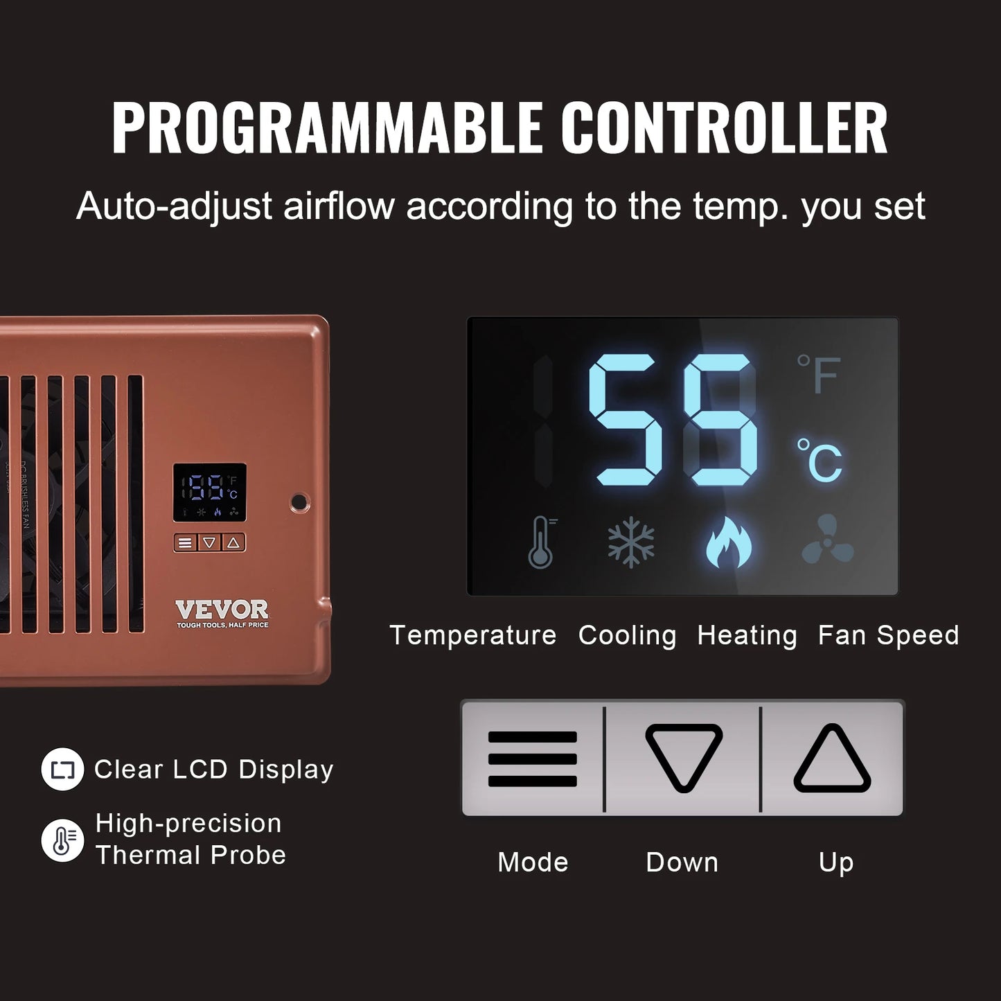 Booster Duct Fan 100CFM With LCD Controller For Ventilation