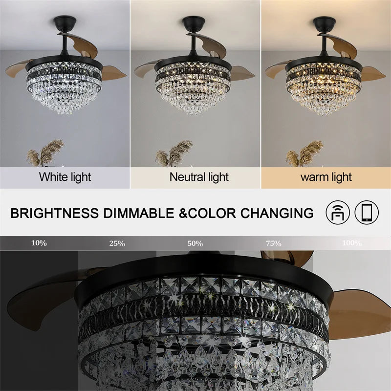 GreeLustr Modern Intelligent Ceiling Fan Light With App Remote