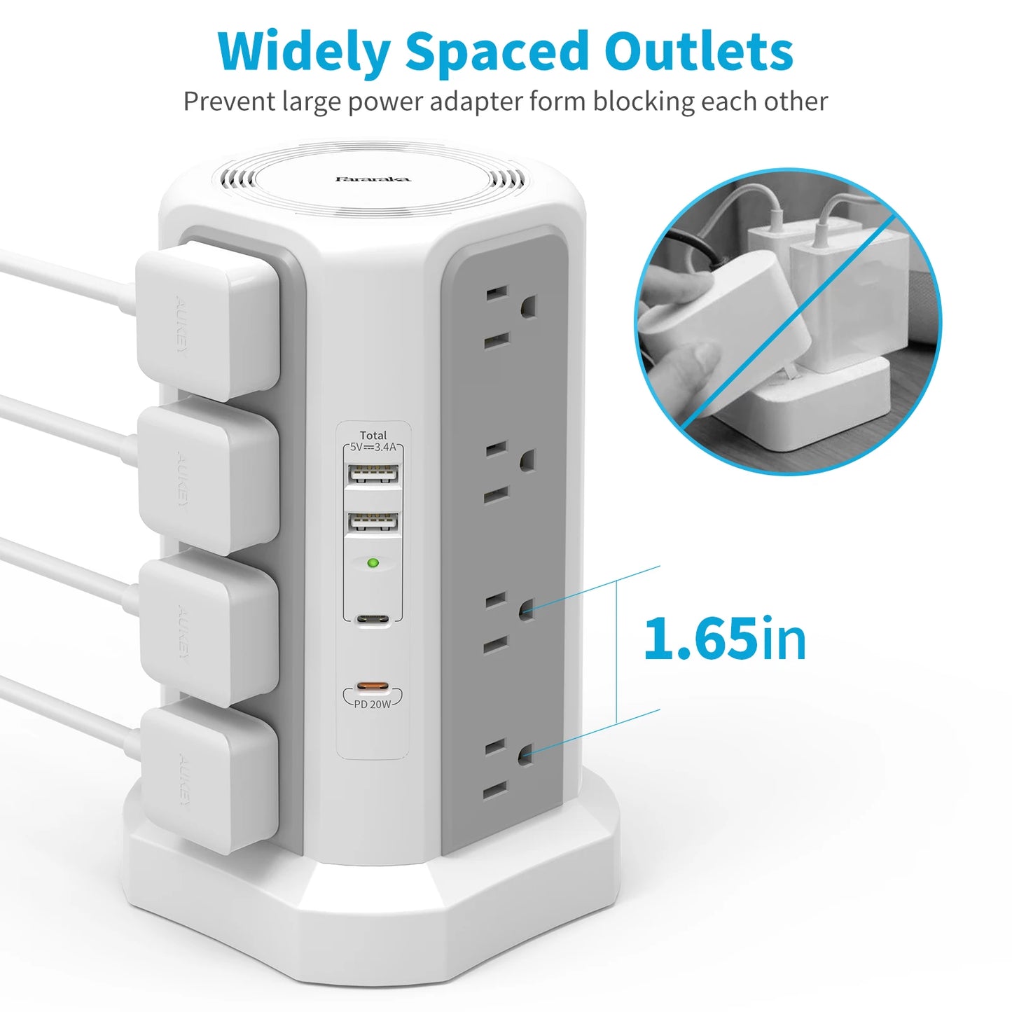 Passus Four-Layer Extension Tower Plug-In Board With PD Fast Charging