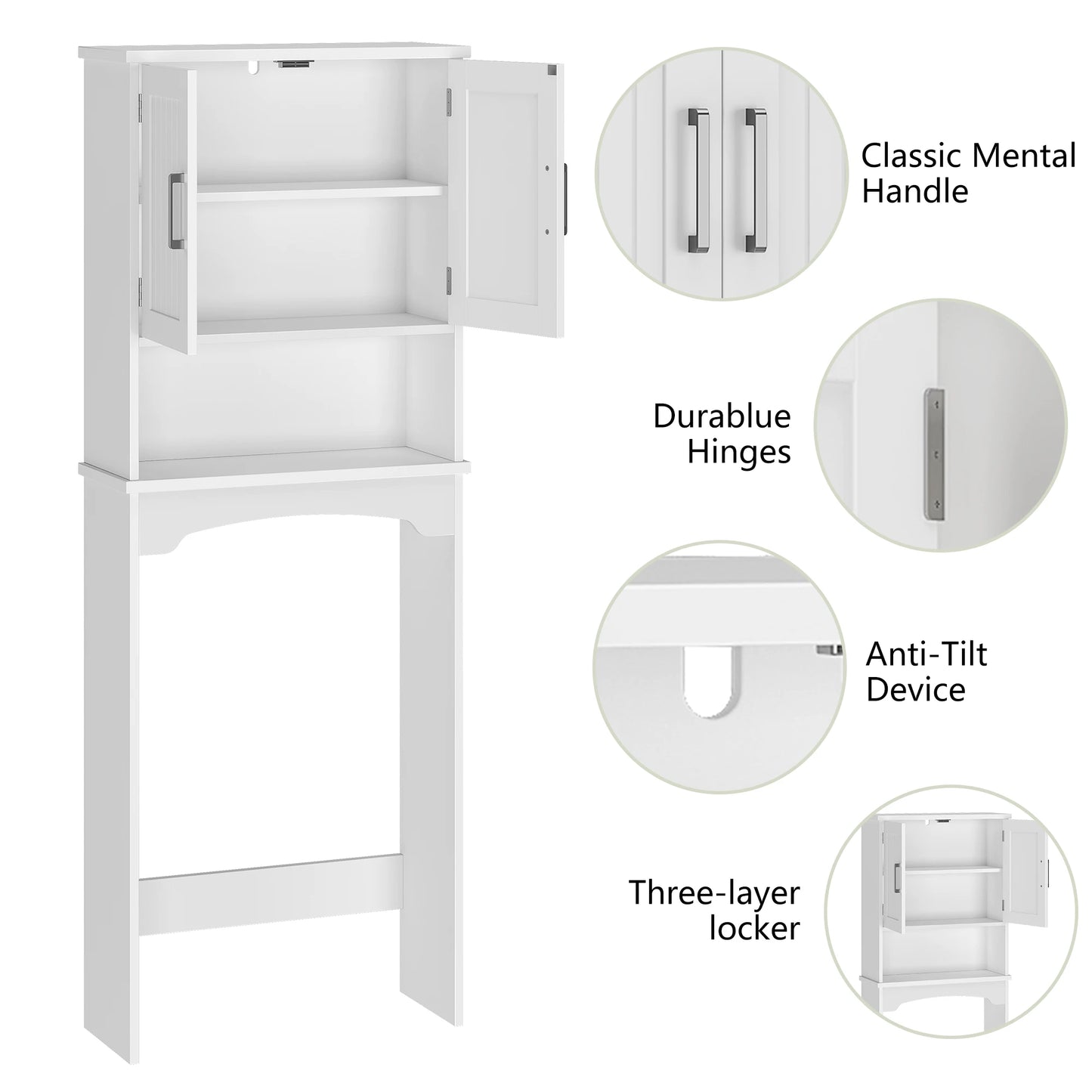 HiMISS Over The Toilet Storage Cabinet Double Doors