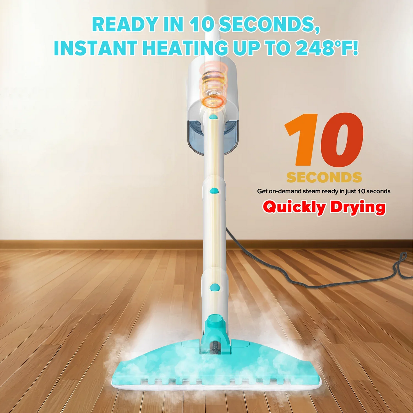 INSE 1200W Steam Mop Powerful Scrubbing Vacuum Floor Cleaner