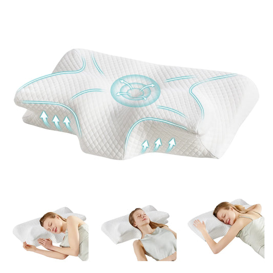 JHK Cervical Memory Foam Pillow With Cooling Pillowcase