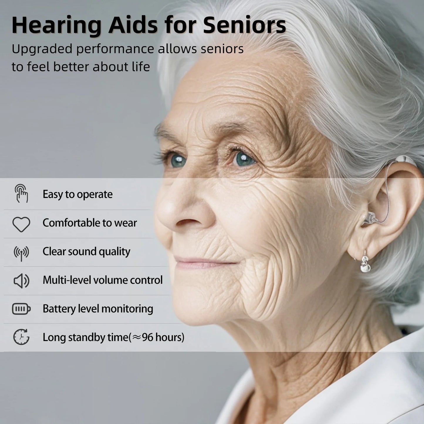 K&FCOPTEE Rechargeable Behind-The-Ear Hearing Aid ZF-M802
