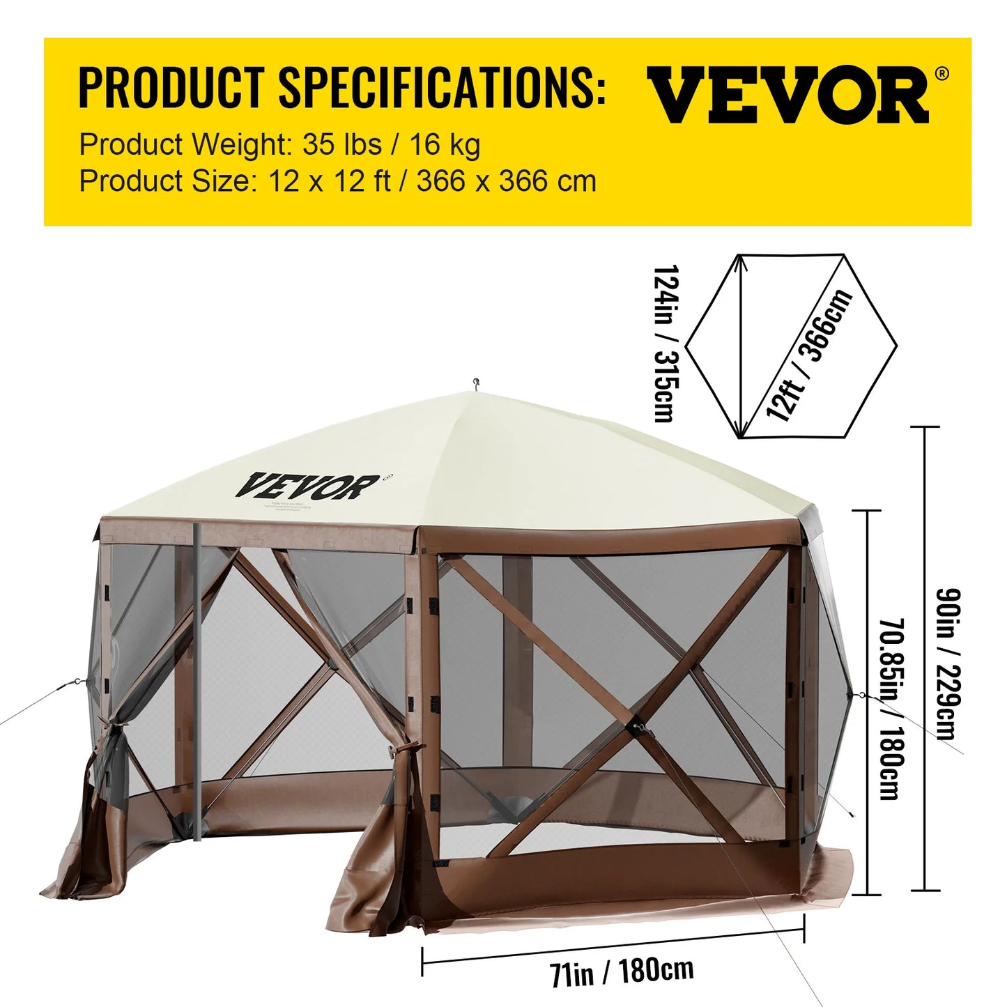 SucceBuy Pop Up Camping Gazebo Shelter Six Sided Shade Tent