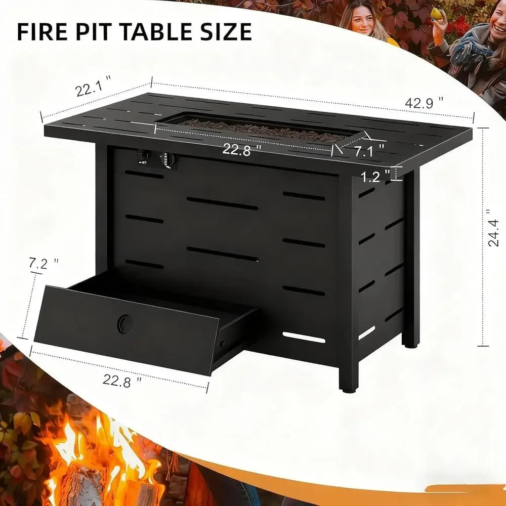 4-Piece Outdoor Wicker Patio Furniture Set With Fire Pit Table