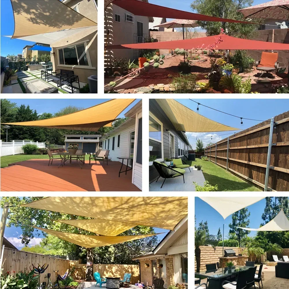 Triangle Sun Shade Sail Canopy UV Block For Outdoor Patio Garden With Free Rope