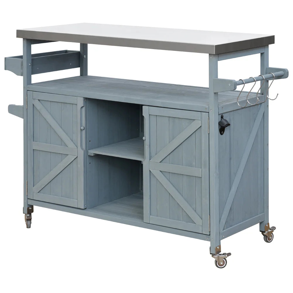 TWISTER.CK Portable Outdoor Bar Table With Storage And Wheels
