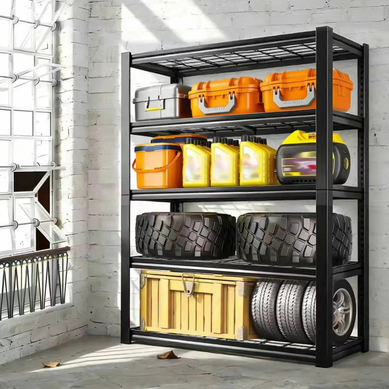 Adjustable Metal Double Layer Column Shelving Unit