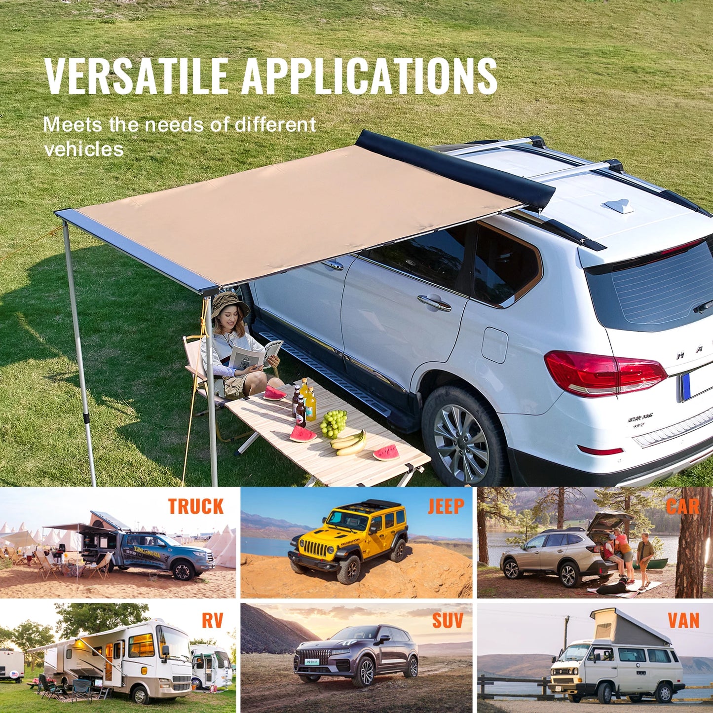SucceBuy Vehicle Awning Retractable Car Side Waterproof Storage Bag