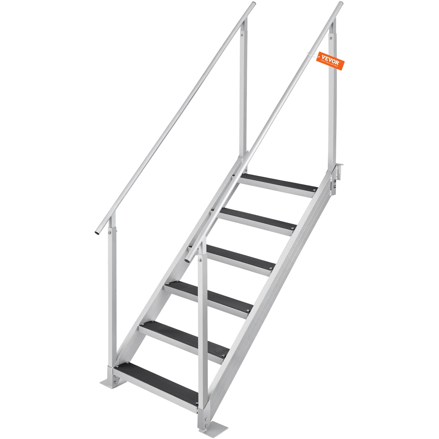 SucceBuy Four To Six Step Dual Handrails Dock Ladder Aluminum