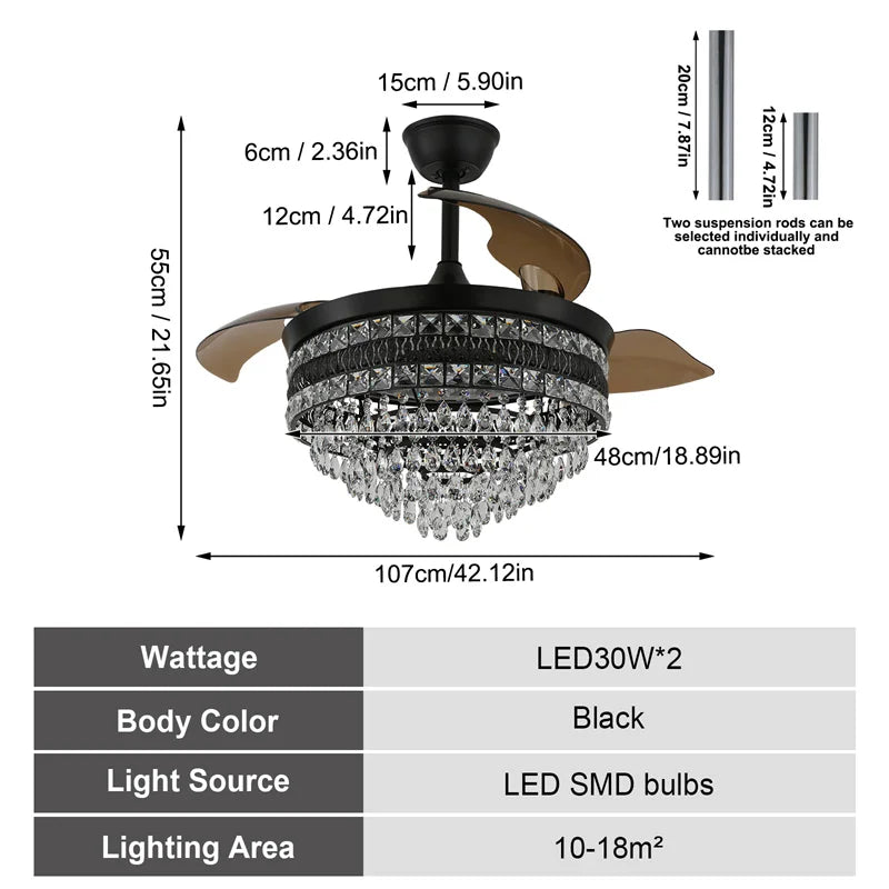 GreeLustr Modern Intelligent Ceiling Fan Light With App Remote